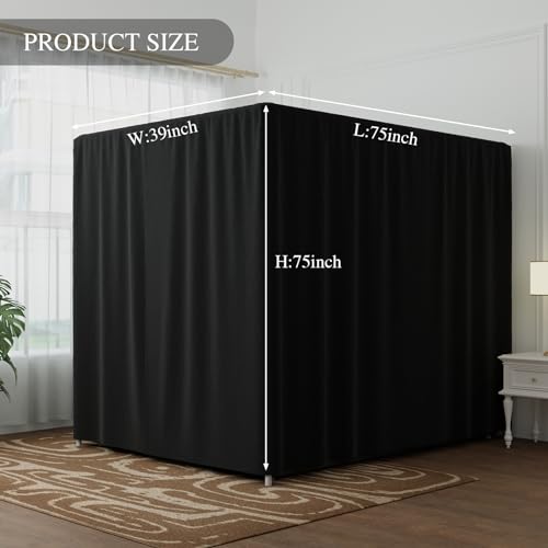 Black Queen Lightproof Bed Canopy Curtains F305
