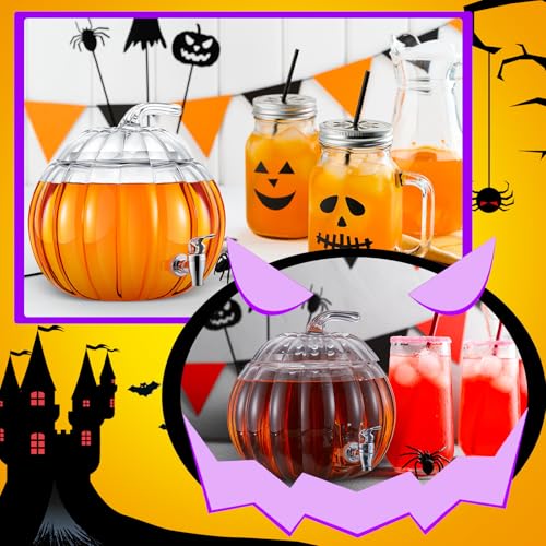 2 Pack 2 Gallon Glass Pumpkin Drink Dispenser with Spigot K925880