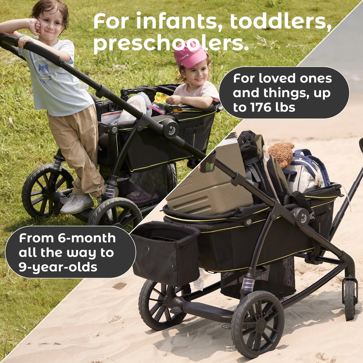 2-Seat Wagon Stroller with Adjustable Canopy M337100