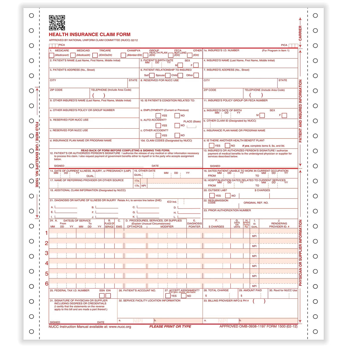 CMS-1500 Health Insurance Claim Form H856