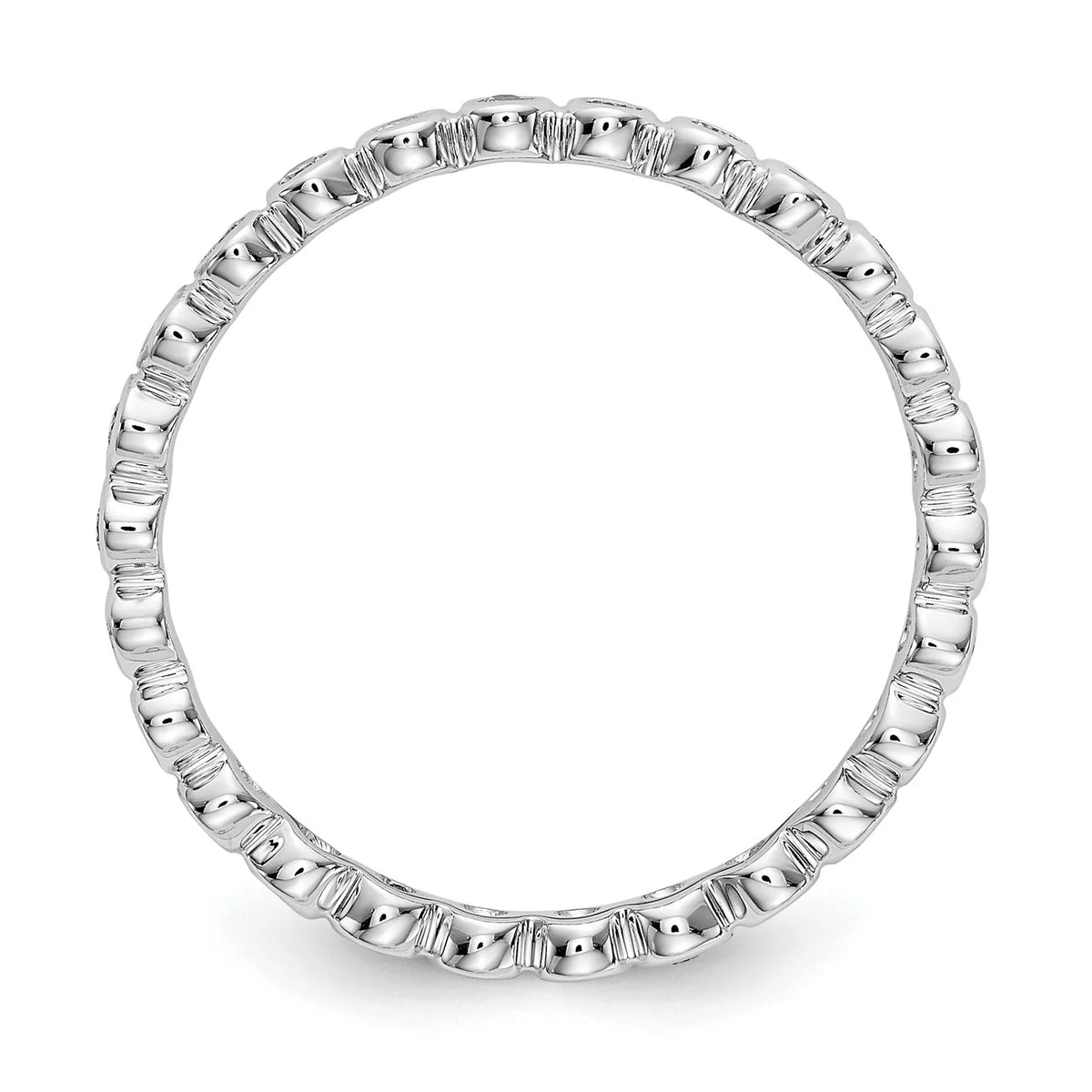 14k White Gold Bezel Set Diamond Eternity Wedding Band Ring Size 7.5 N325