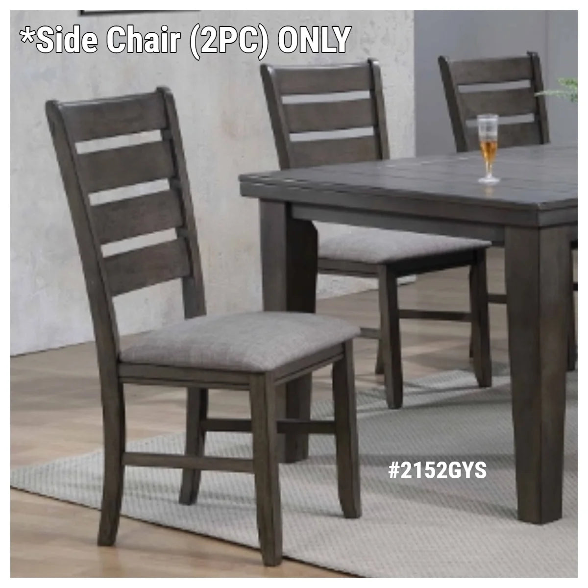Grey Padded Seat Wooden Frame Side Chair A2755