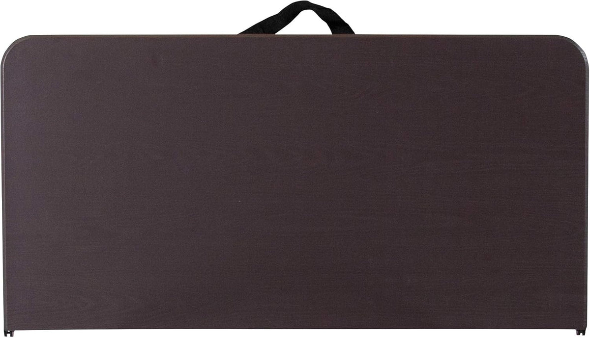 Brown Square Bi-Fold Folding Table with Carrying Handle K46170