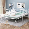 Full Size White Metal Daybed with Twin Size Adjustable Trundle A517976