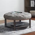 Gray Round Tufted Ottoman S34227