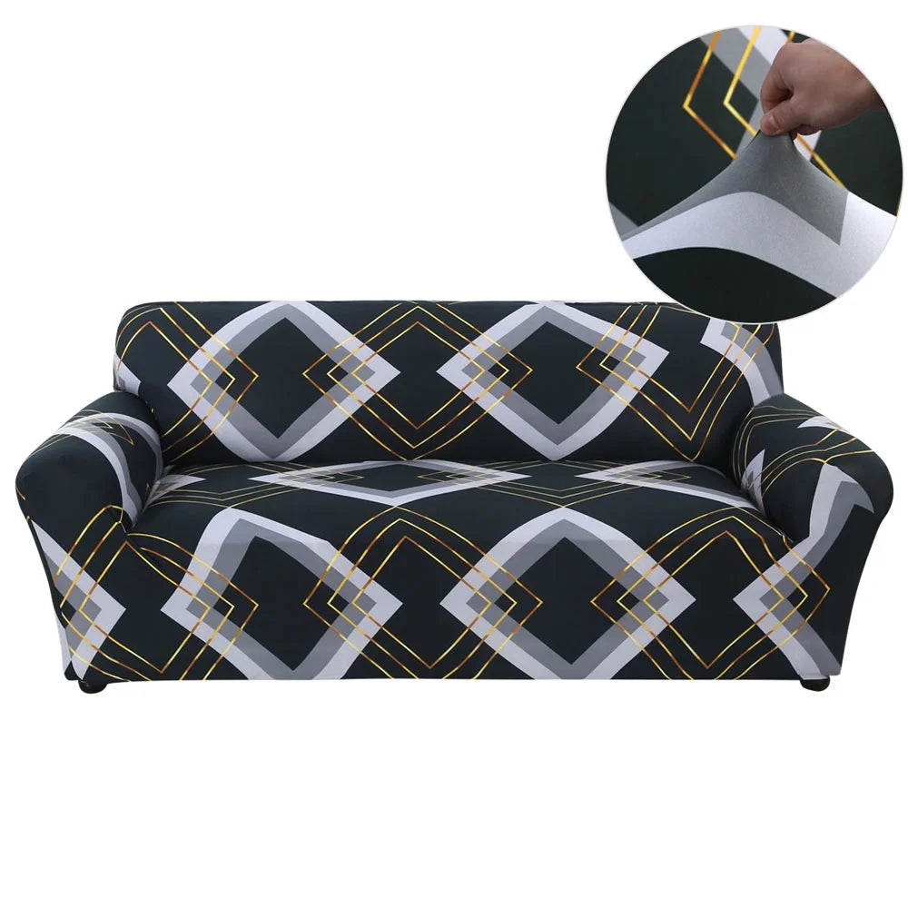 2 Pieces Polyester Fabric Stretch Slipcovers for L Shape Sectional Sofa D5612