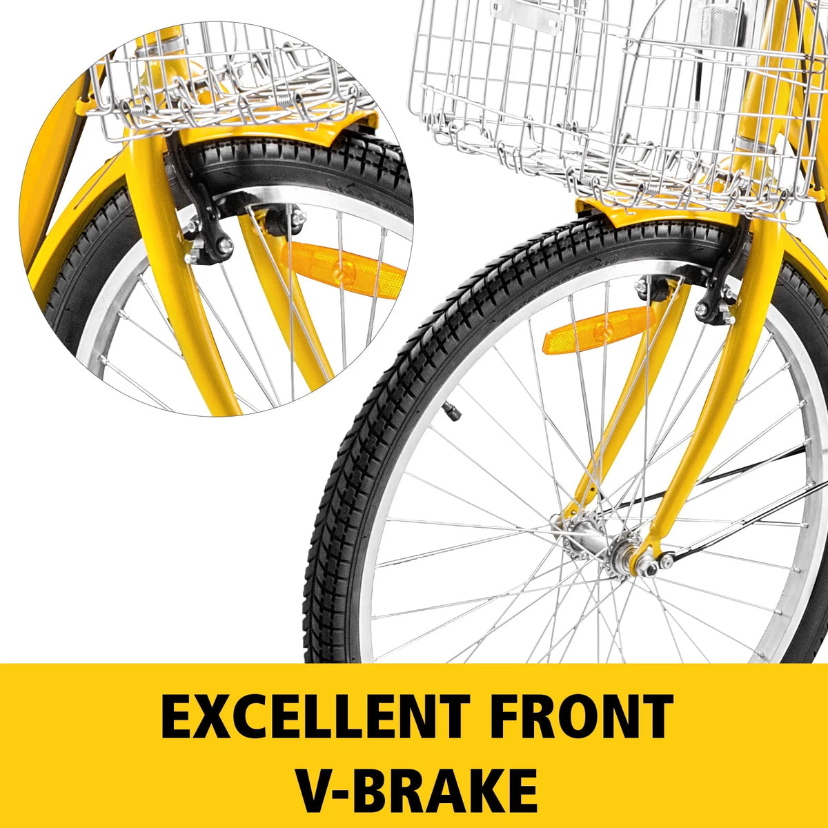 24 Adult Tricycle 7-Speed Three Wheel Bike with Basket D437