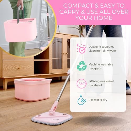 Square Spin Mop & Bucket System with 2 Microfiber Mop Pads X636