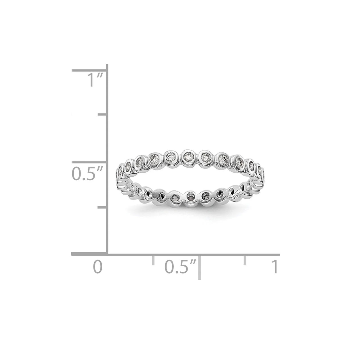 14k White Gold Bezel Set Diamond Eternity Wedding Band Ring Size 7.5 N325