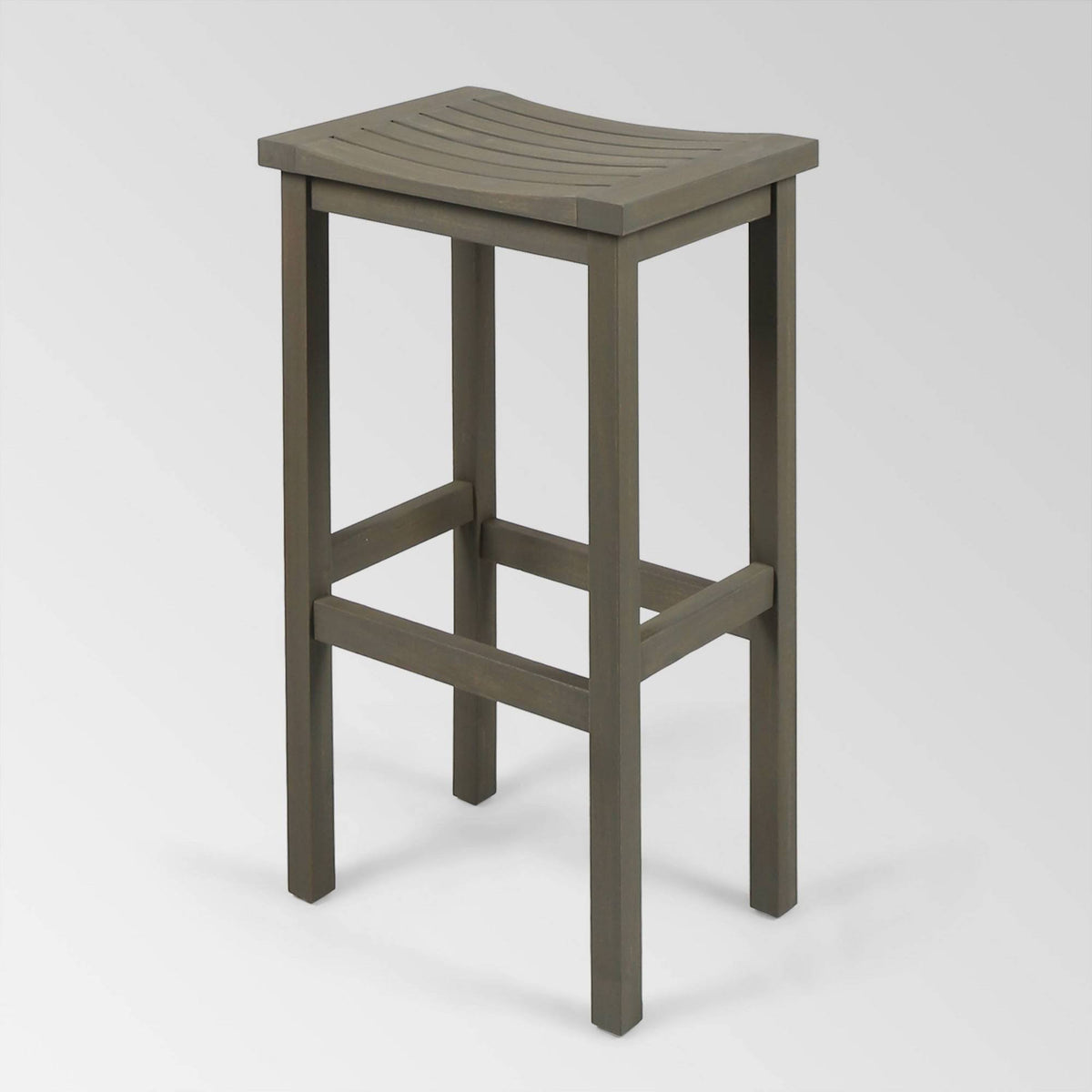 Gray Acacia Wood Outdoor Bar Stool Set of 4 O93668