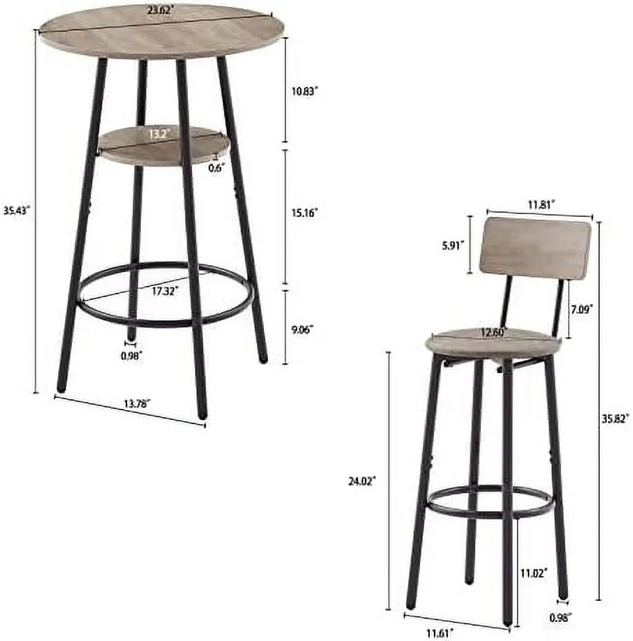 5 Piece PU Upholstered Counter Height Dining Table and Chairs Set Grey R26642