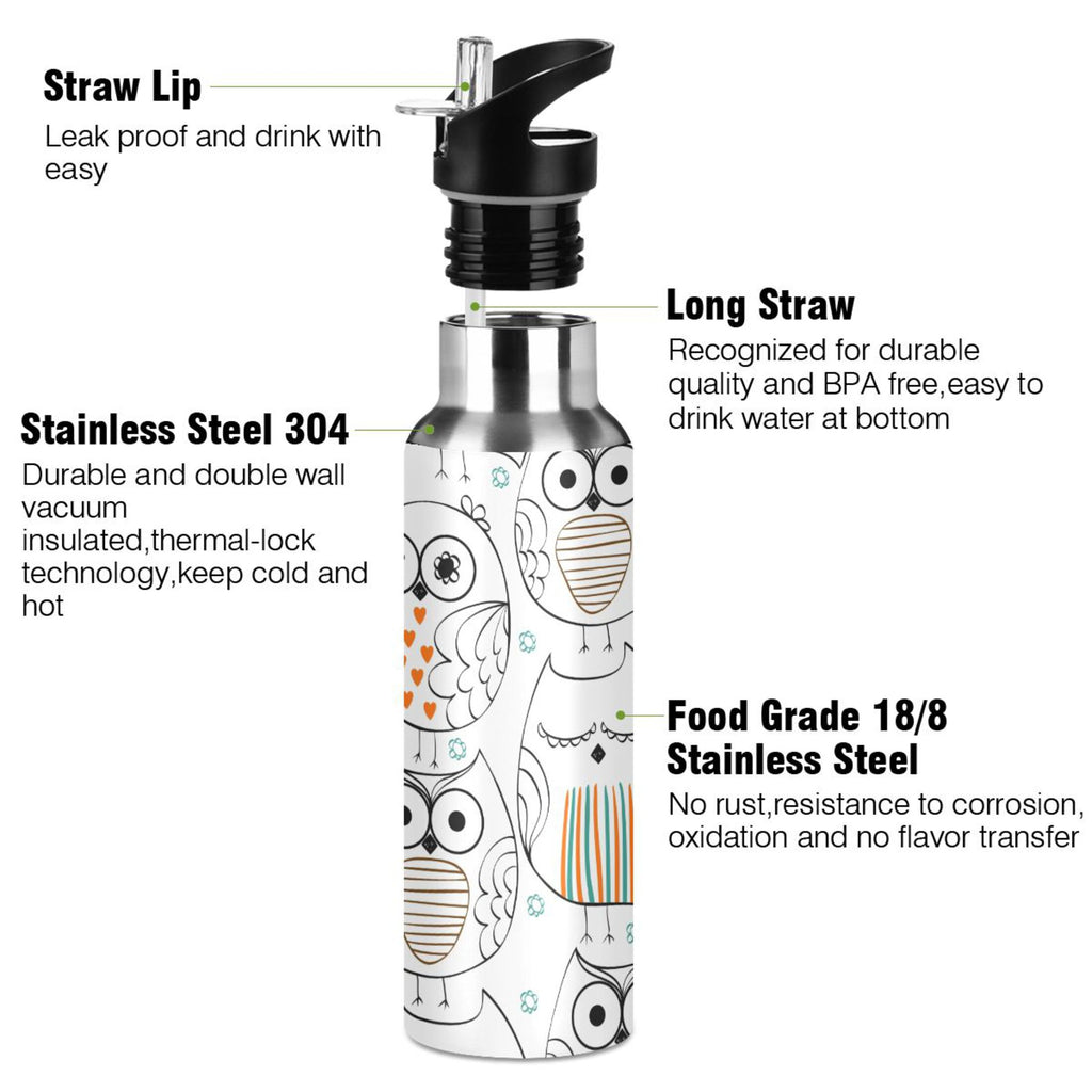 Stainless Steel Insulated Vacuum Flask Water Bottle with Straw Lid K7045