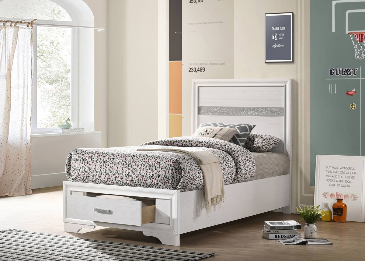 White Twin Storage Bed E800512