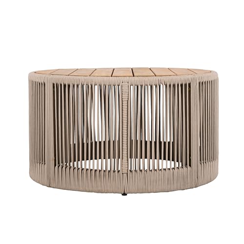 Rattan Outdoor Coffee Table with Acacia Wood Tabletop V1685