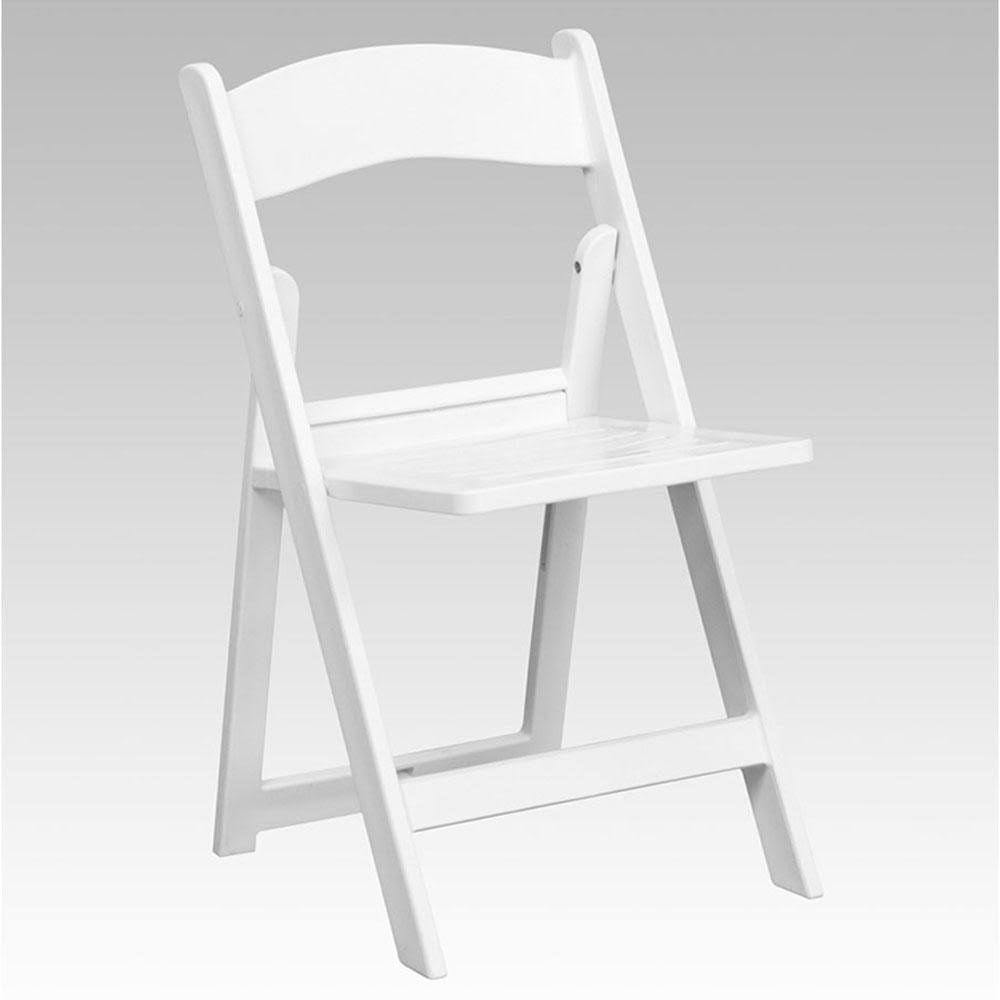 White Resin Folding Chair with Slatted Seat U521290