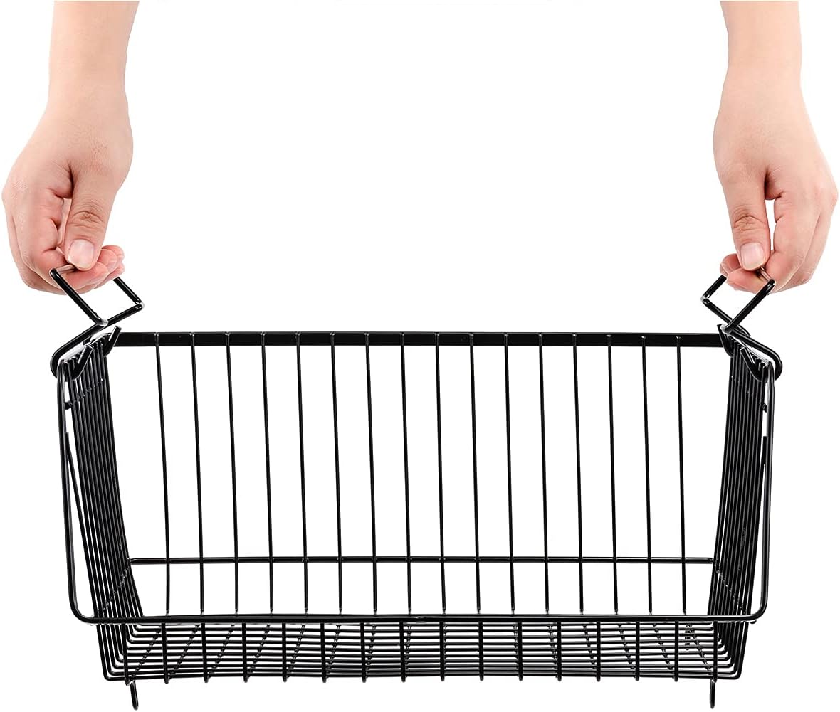 Large Metal Wire Stacking Baskets Set of 2 P8303