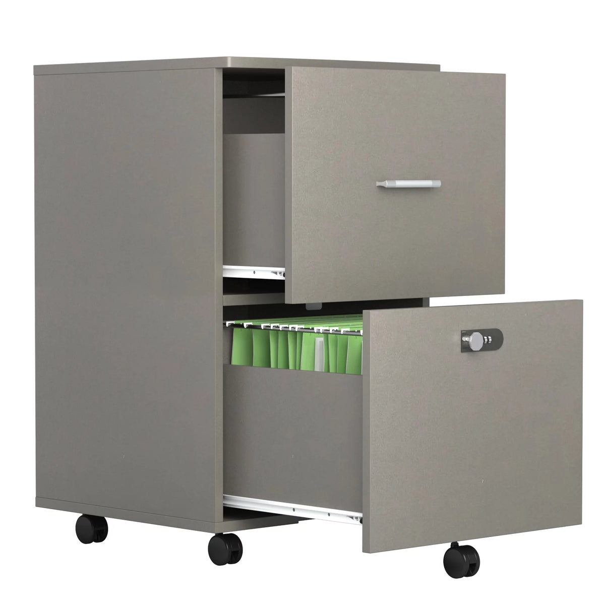 White Gray 2 Drawer Rolling File Cabinet Q3865