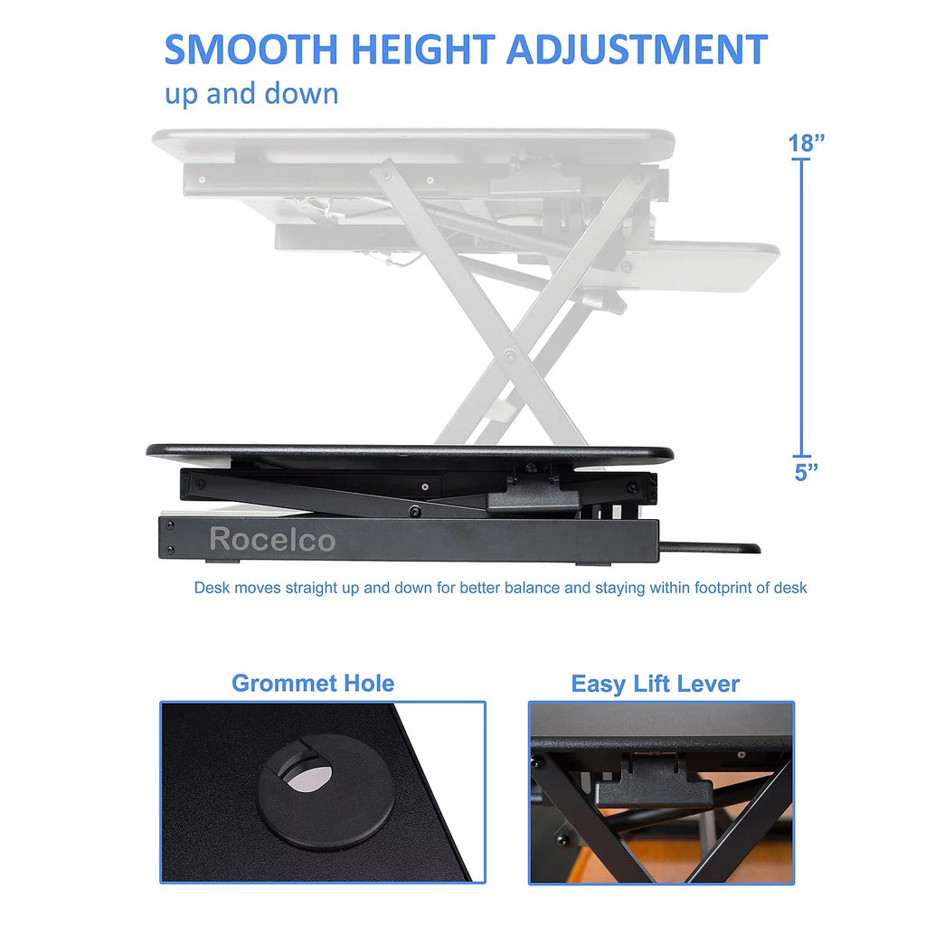 32" Height Adjustable Standing Desk Converter in Black T564