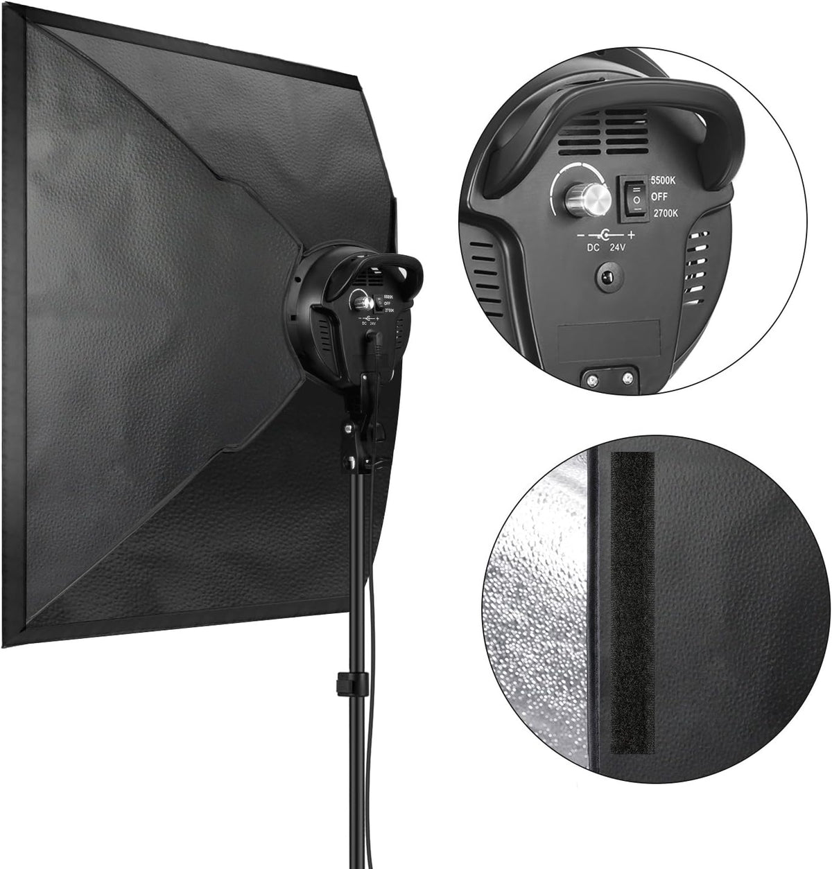 Bi-color Dimmable LED Softbox Lighting Kit with Light Stand B658