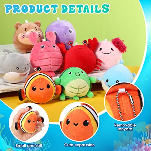 9 Pcs Mini Sealife Stuffed Animals 3.15 Inch Soft Plushies Y24178