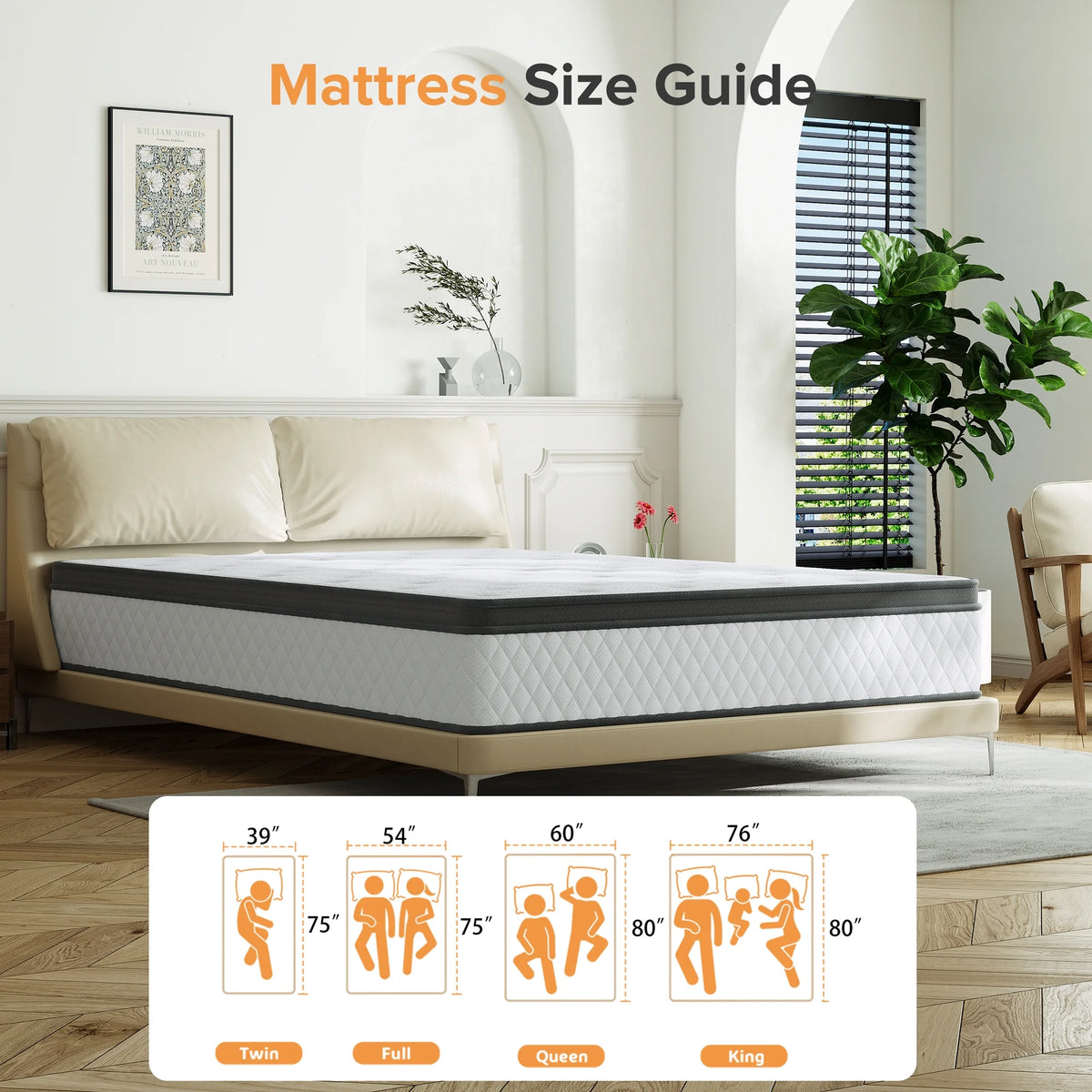 12 Inch Memory Foam Innerspring Hybrid Queen Mattress G813
