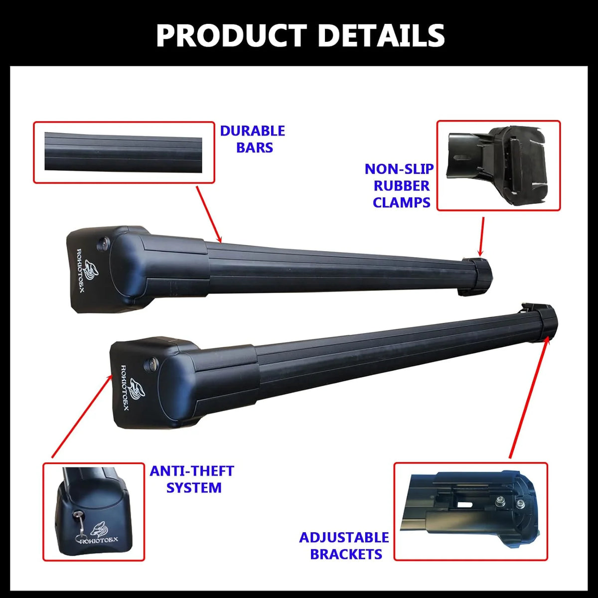 Black Lockable Roof Rack Crossbars for Ki-a NIRO Y69552