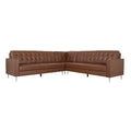 Cognac Brown Faux Leather 5 Seater Sectional Sofa Set K286