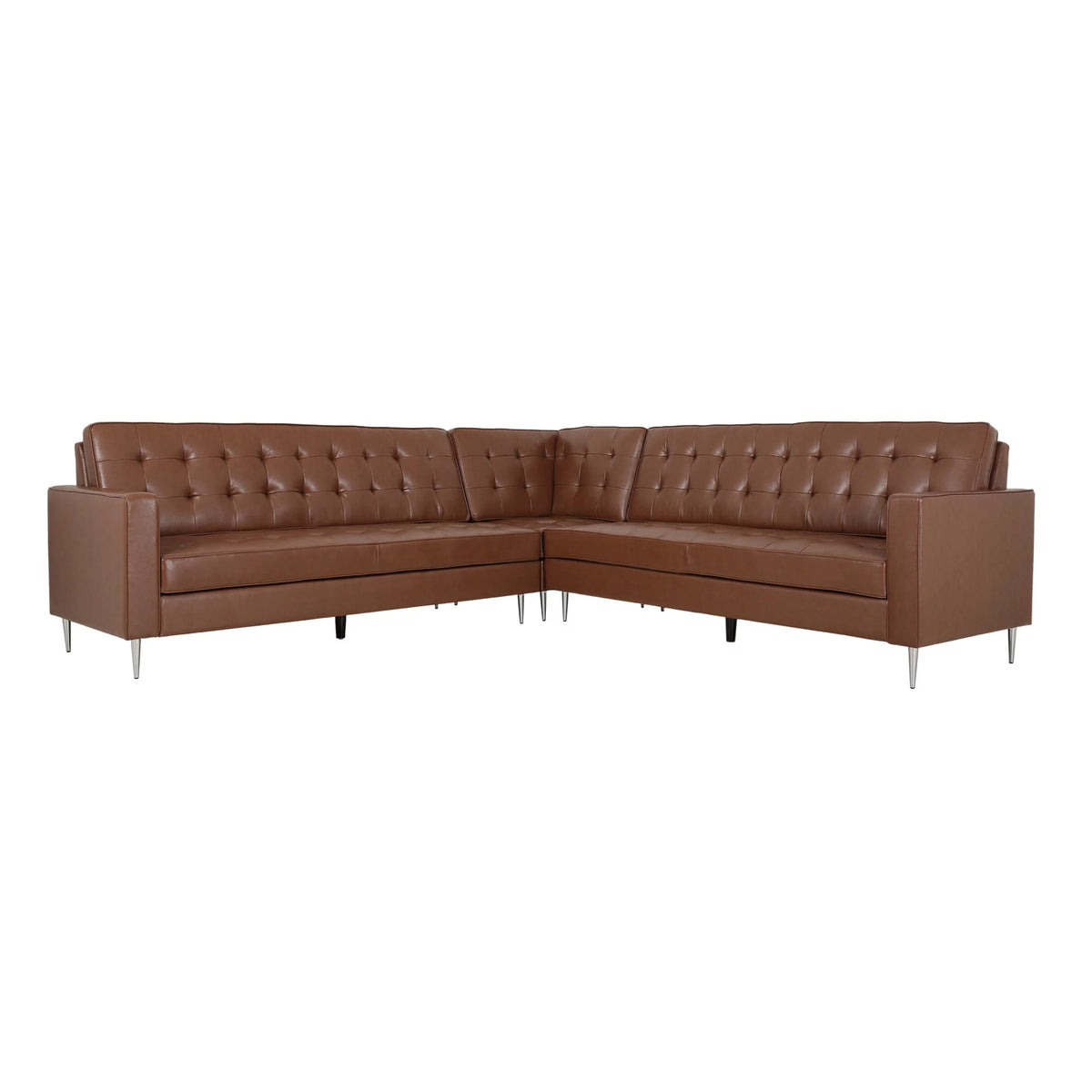 Cognac Brown Faux Leather 5 Seater Sectional Sofa Set K286