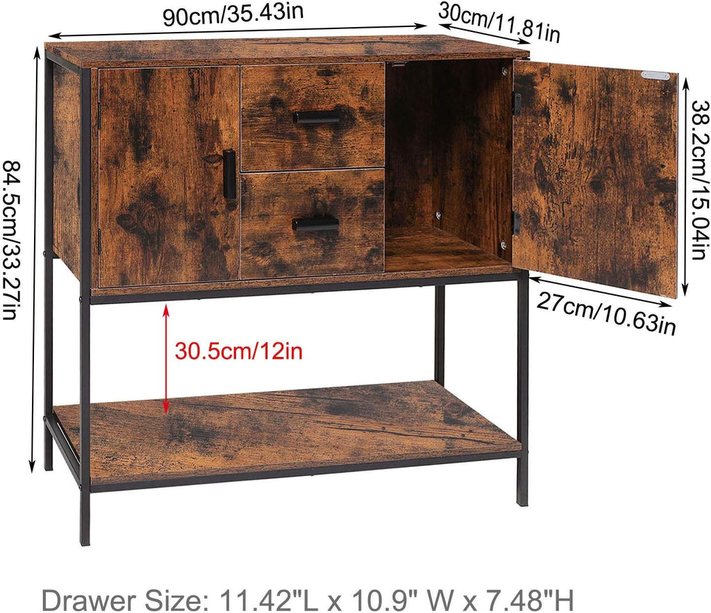 Rustic Brown Storage Cabinet with 2 Drawers and 1 Open Shelf A857906