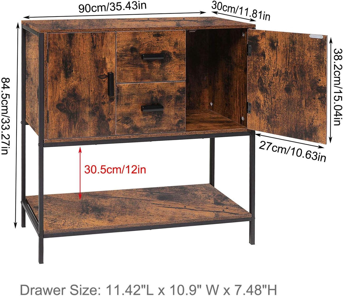 Rustic Brown Storage Cabinet with 2 Drawers and 1 Open Shelf A857906