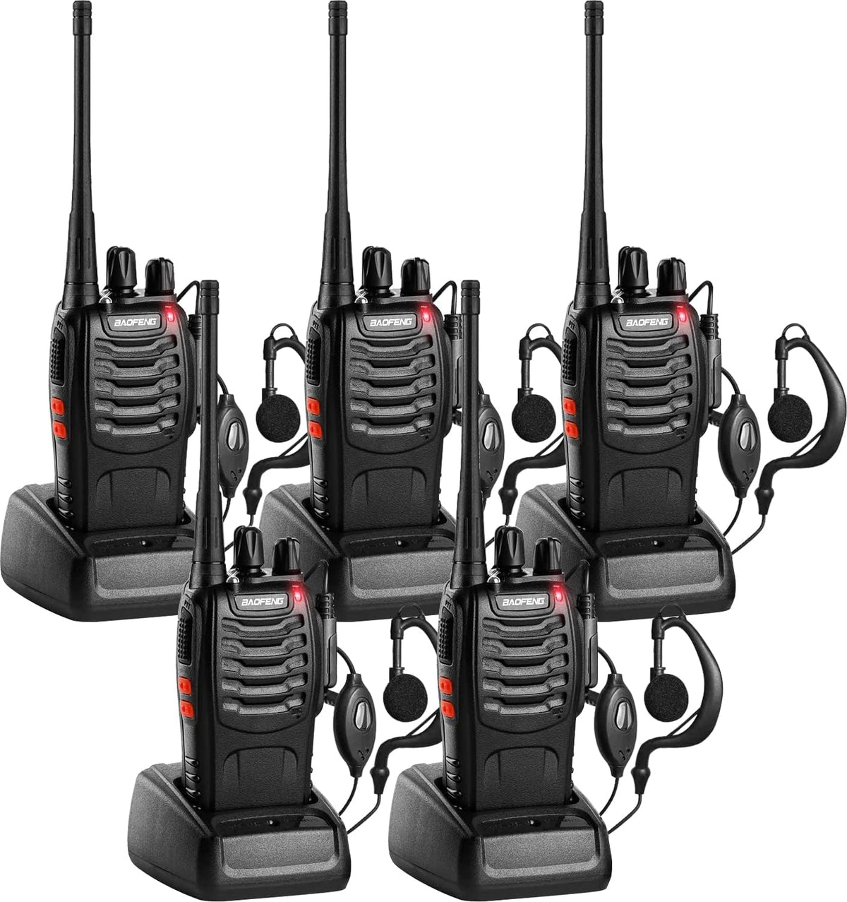 5 Pack Long Range Two Way Radios with Earpiece I9517