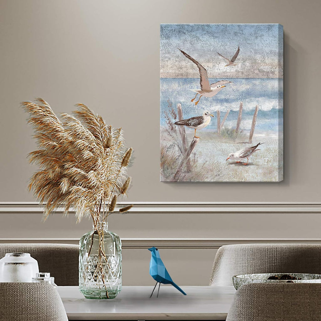 Framed Canvas Print Coastal Painting 12x16inch N29411