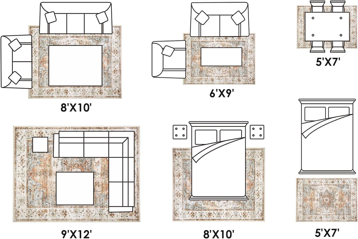 9x12 Washable Low-Pile Area Rug A596