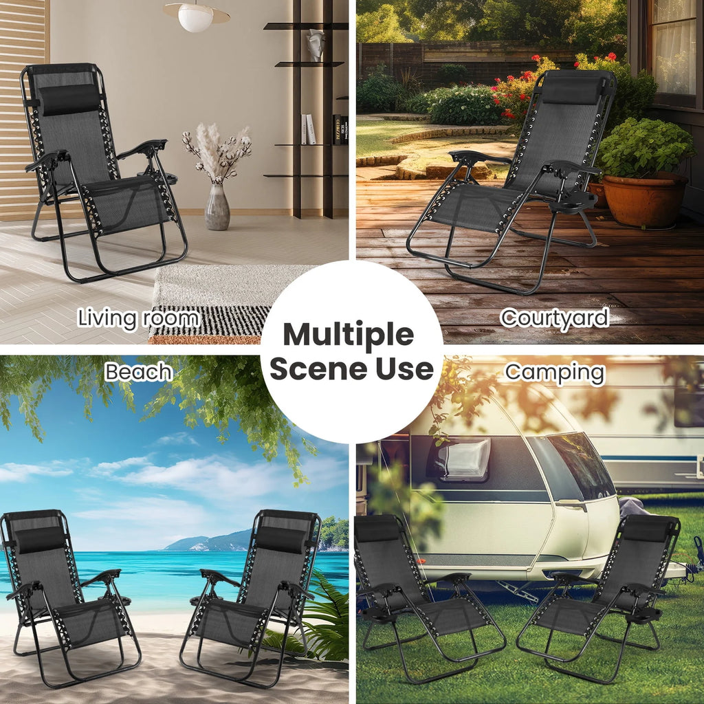 Set of 2 Black Zero Gravity Chair W55942