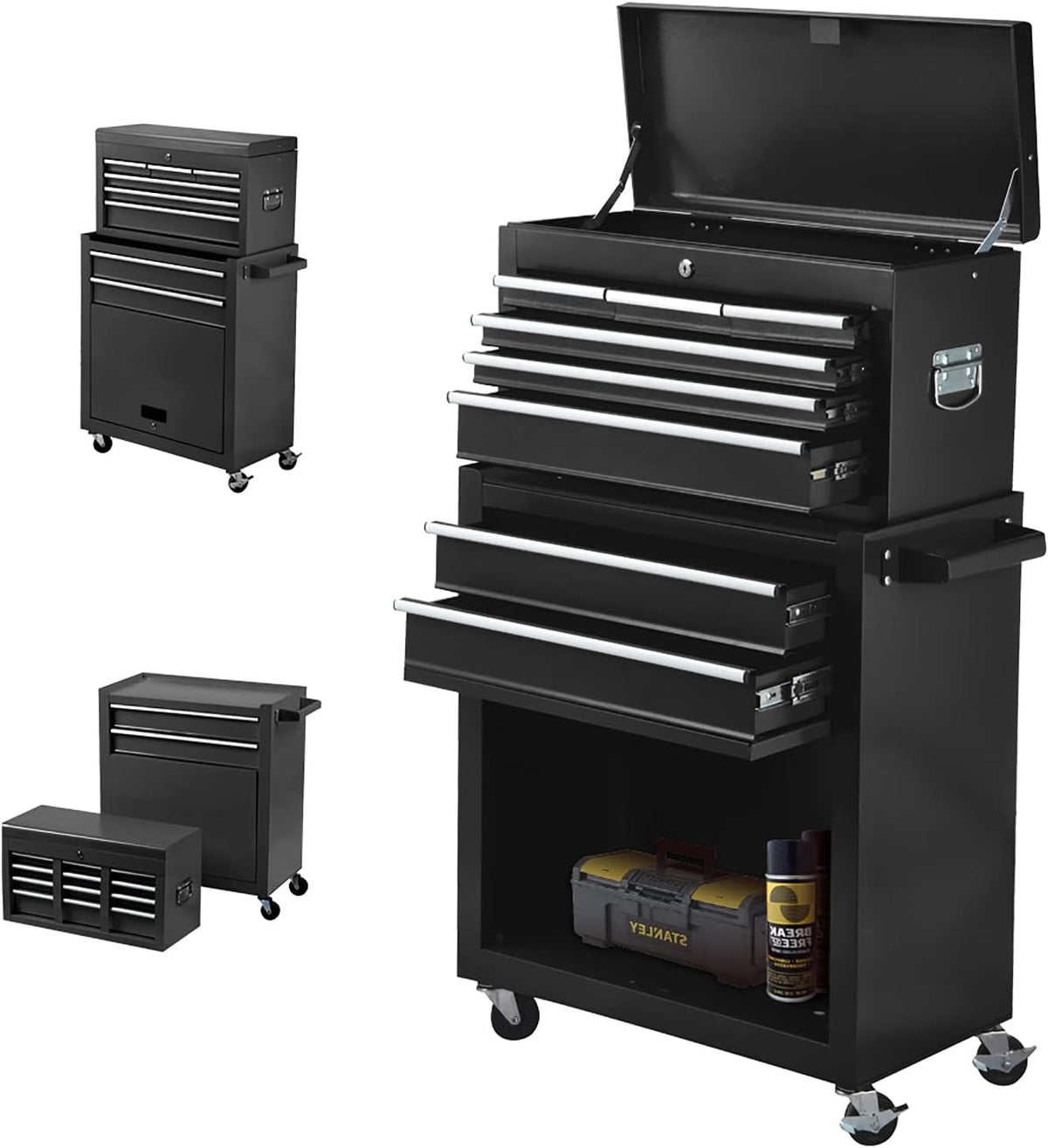 Orange 8 Drawer Rolling Tool Chest with Wheels and Locks U1994