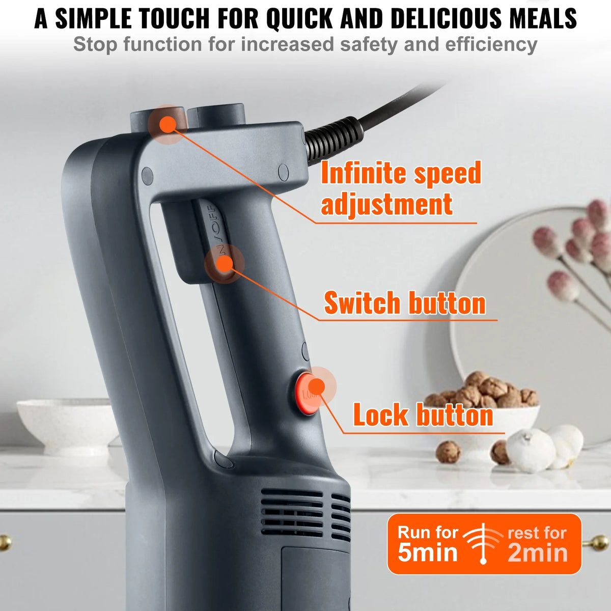 500W Adjustable Stainless Steel Immersion Blender B852
