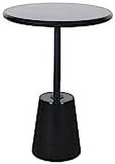 Black Marble Round Pedestal Side Table I77487