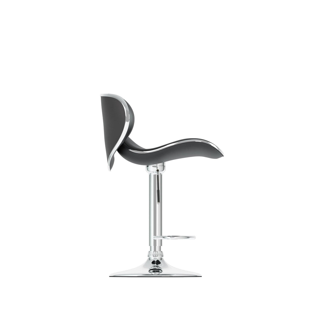 Black Curved Adjustable Bar Stool Set of 2 W173