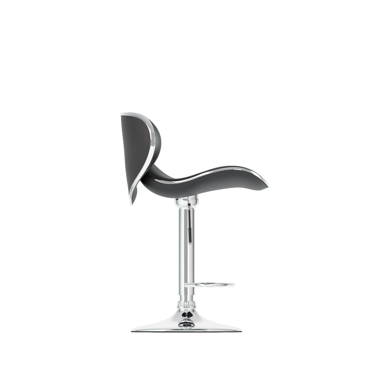 Black Curved Adjustable Bar Stool Set of 2 W173