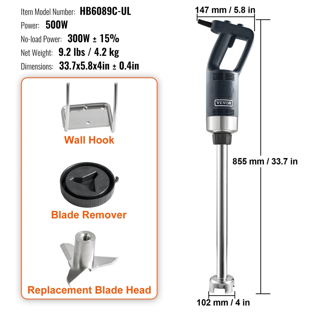500W Adjustable Stainless Steel Immersion Blender B852