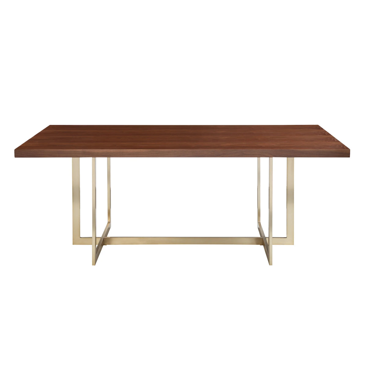 71"x35.5"x30" Walnut Veneer Top Dining Table with Metal Base X894931