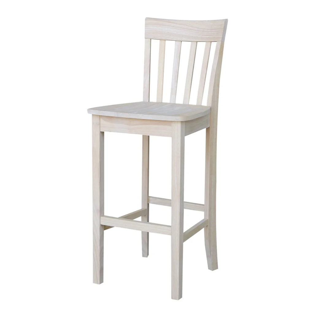 Unfinished Solid Parawood Slatback Counter Height Stool F1631