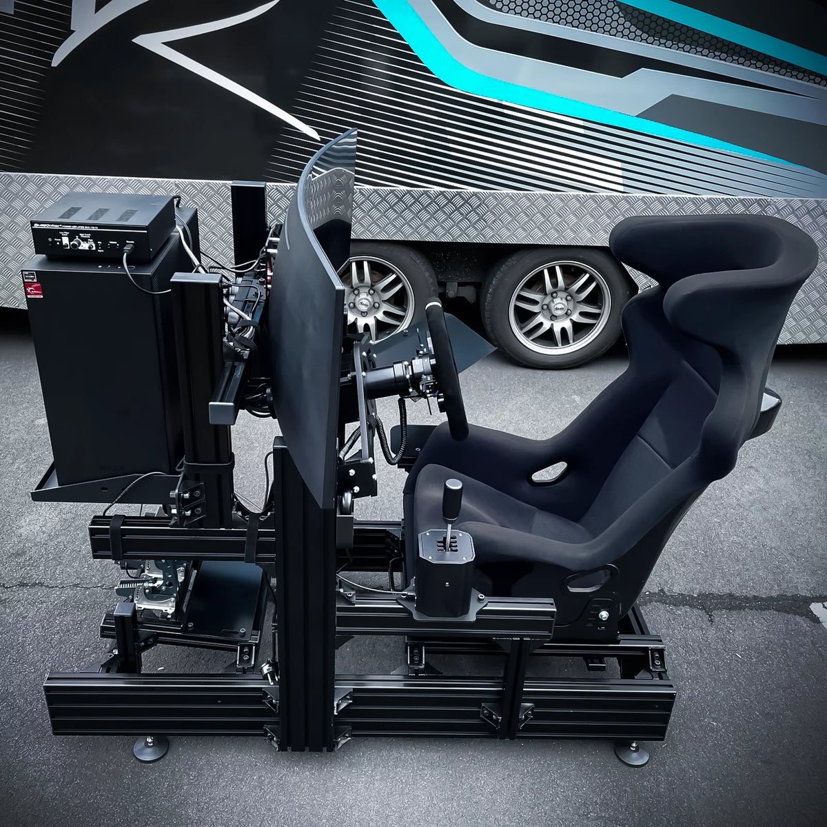Black Racing Bucket Seat with Adjustable Slide & Angle Q484