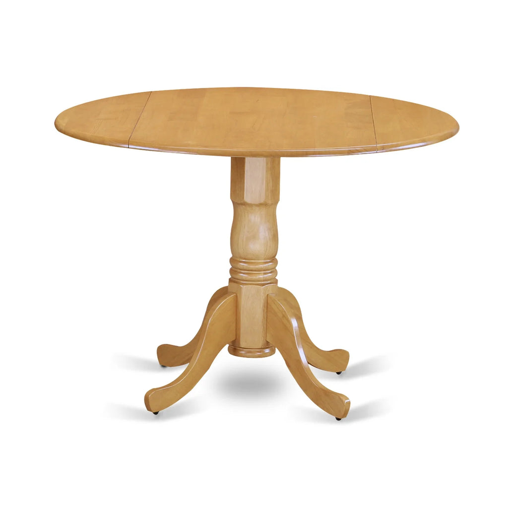 5Pc Dining Set with Drop Leaves and Four Parson Chairs, Lime Green Fabric, Oak Finish Y504936