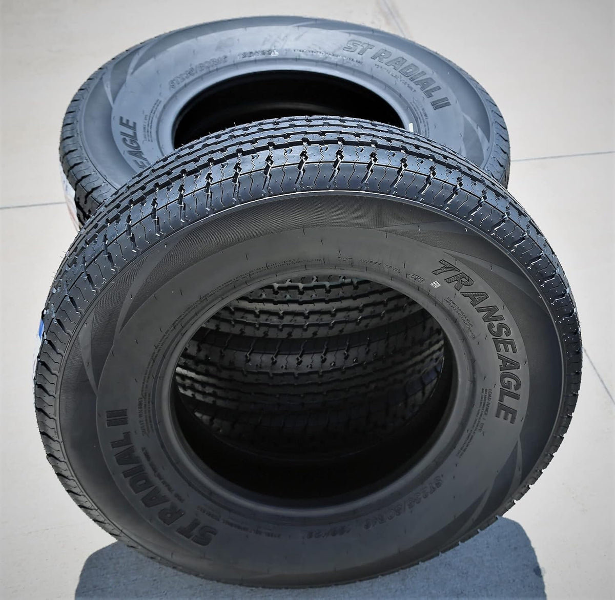 Set of 2 ST235/80R16 Trailer Radial Tires, Load Range F, 12-Ply, Black Side Wall E8184