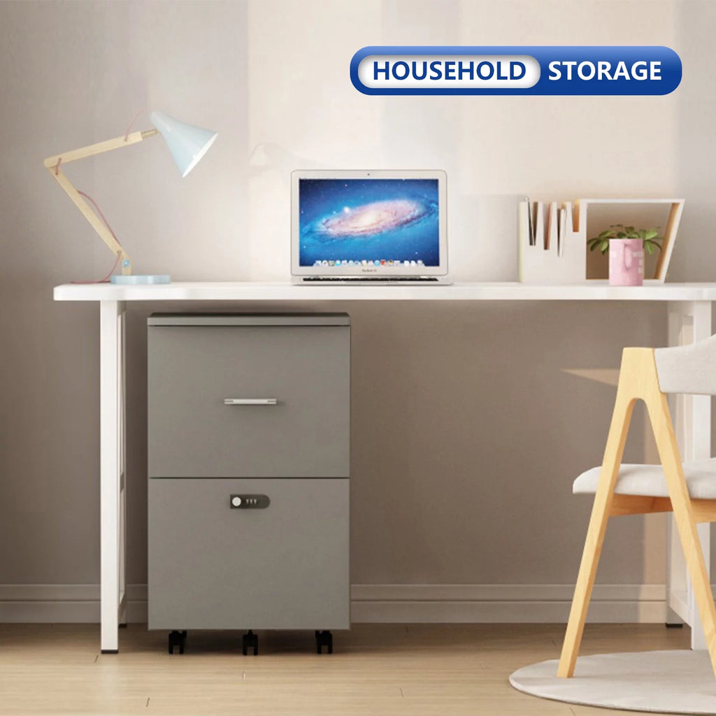 White Gray 2 Drawer Rolling File Cabinet Q3865