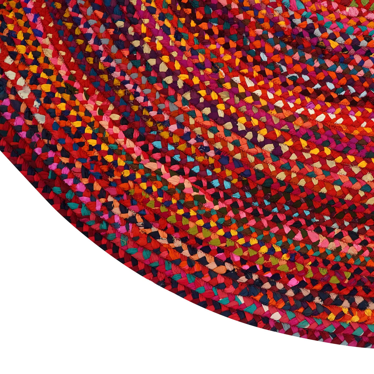 Hand Made Cotton 6x9' Oval Red Braided Area Rug Z3204