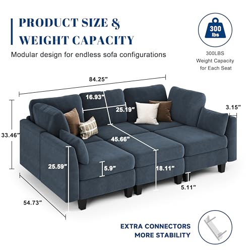 Dark Grey 6 Seaters Modular Sleeper Sofa I280