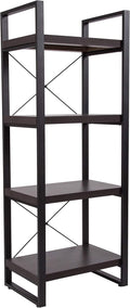 Charcoal Wood Grain 4 Shelf Etagere Bookcase O12690