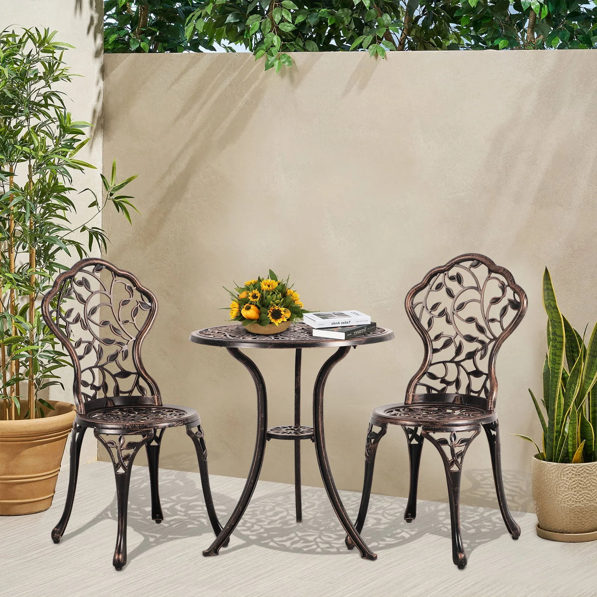 3-Piece Cast Aluminum Bistro Set with Umbrella Hole A848094